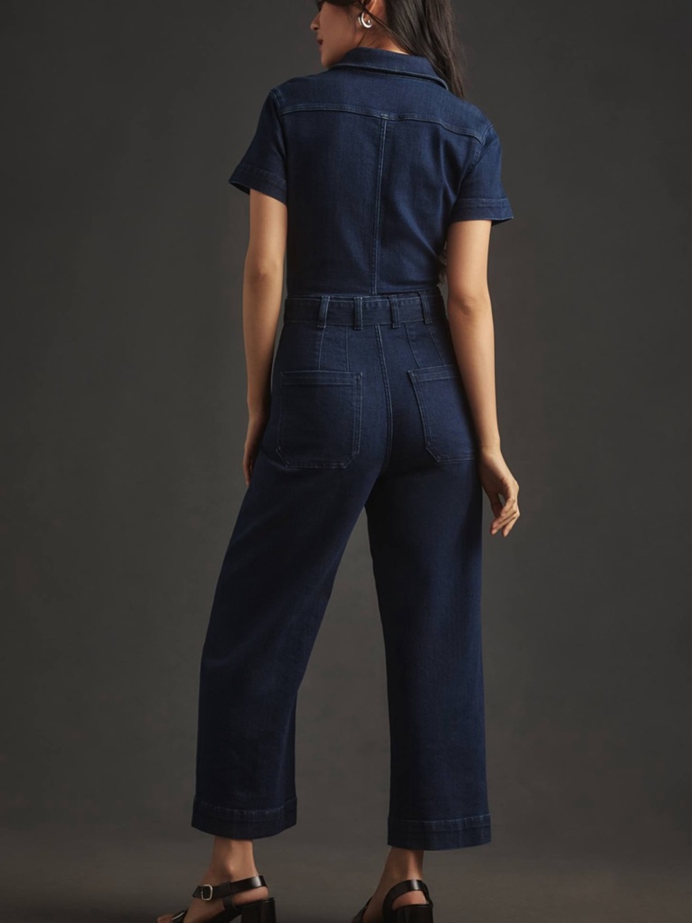 Maeve Anthropologie Colette Weekend Dark Denim Wide Leg Jumpsuit Size 2 - Picture 2 of 9